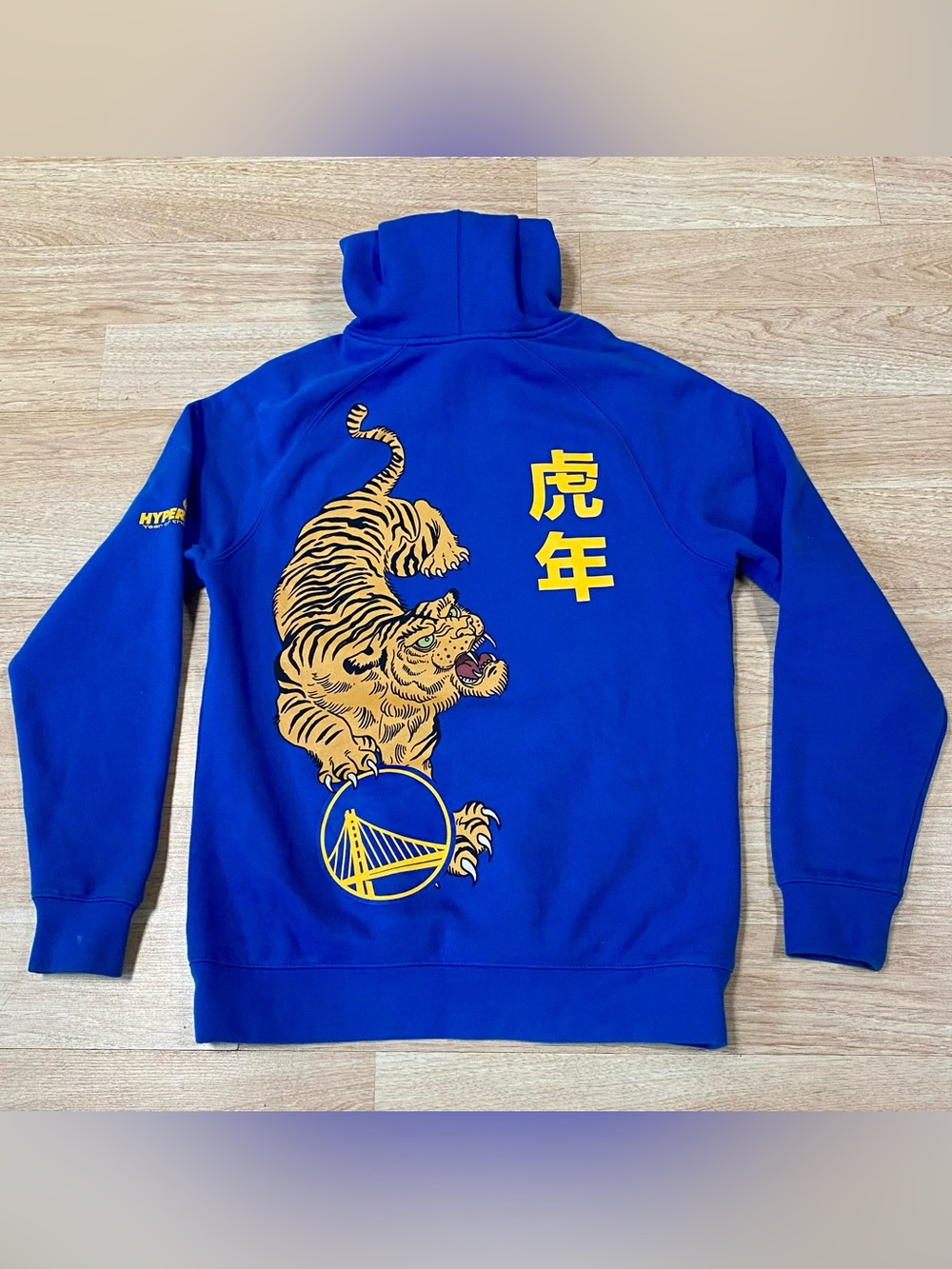 NBA x Hyperfly Hoodie Adult S Royal Blue Golden State Warriors Year Of The Tiger